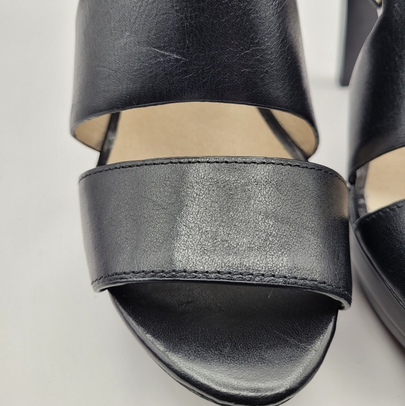 Michael Kors Carla Black Leather Platform Heels Size 8 - Picture 3 of 12